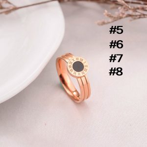 TC002 Nhẫn nữ titan số la mã mặt tròn đen (Size 5678)