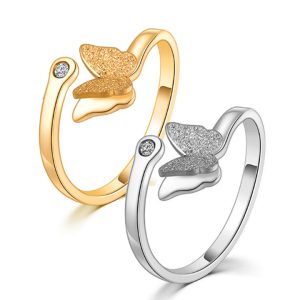 TC013 Nhẫn titan con bướm phun cát free size
