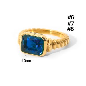 TC032 Nhẫn titan đá xanh dương (Size 678)