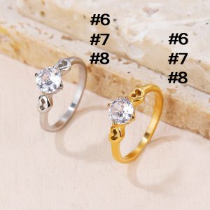 TC071 Nhẫn nữ titan hột cao cách điệu trái tim 2 bên (Size 678)