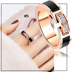 TC096 Nhẫn titan mạ vàng hồng thời trang Hàn Quốc