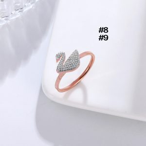 TC138 Nhẫn titan hồng 14k hình thiên nga đá màu trắng (Size 8-9)