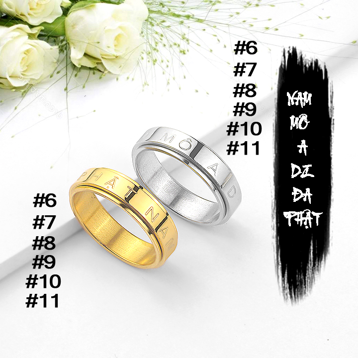 TC141 Nhẫn titan inox nam mô a di đà phật (Size 6-7-8-9-10-11)