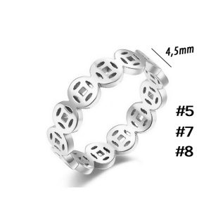 TC151 Nhẫn nữ titan họa tiết kim tiền màu trắng