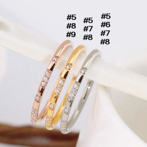 TC154 Nhẫn nữ titan bảng mỏng đính kim cương cách điệu