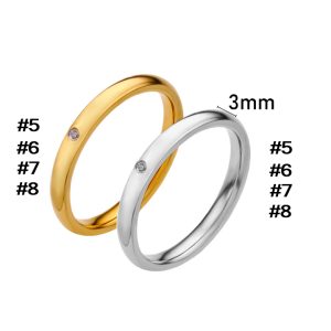TC155 Nhẫn titan mo 3mm đính kim cương (Size 5-6-7-8)
