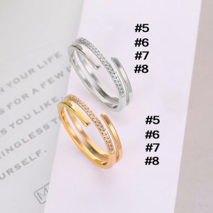 TC158 Nhẫn titan 2 vòng đính kim cương