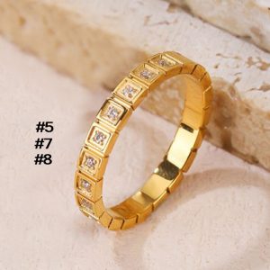 TC162 Nhẫn titan ô vuông đính kim cương