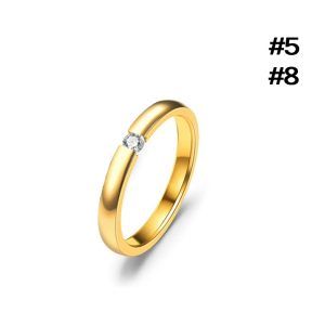 TC167 Nhẫn titan mạ vàng bảng mo tròn đính 1 viên đá (Size 58)