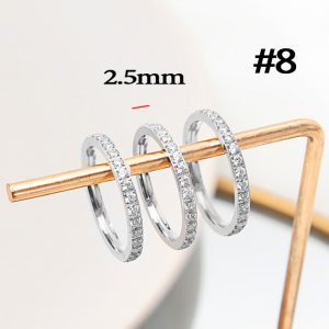 TC168 Nhẫn titan đính full kim 2.5mm (Size 8)