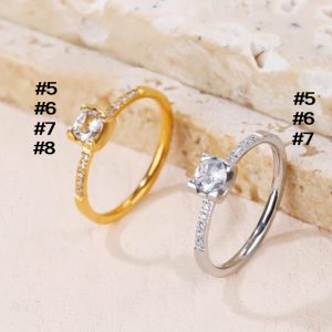 TC177 Nhẫn titan chấu vuông đính kim cương