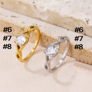 TC196 Nhẫn nữ titan 1 hột cao (Size 678)
