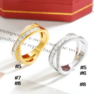 TC282 Nhẫn nữ titan chéo chữ X đính kim