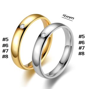 TC310 Nhẫn titan 4mm mo đính 1 viên đá (Size 5-6-7-8)