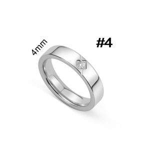 TC323 Nhẫn titan bảng  4mm đính kim (Size 4)