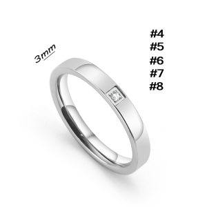 TC324 Nhẫn titan bảng  3mm đính kim (Size 45678)
