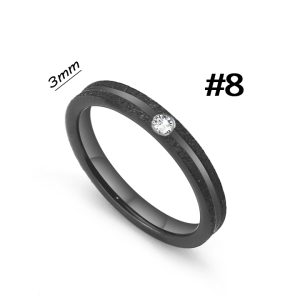 TC349 Nhẫn titan 3mm đính kim màu đen (Size 8)