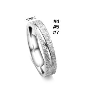 TC354 Nhẫn titan phun cát sọc xéo bảng 4mm (Size 4-5-7)
