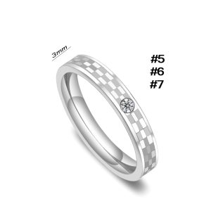 TC355 Nhẫn titan bảng 3mm họa tiết caro (Size 5-6-7)