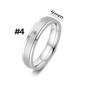 TC357 Nhẫn titan sọc mờ 4mm đính 1 đá tấm (Size 4)
