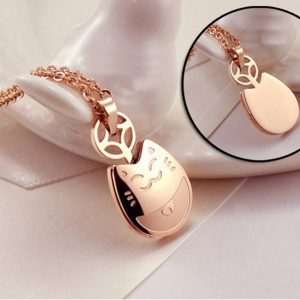 TN006 Dây chuyền con mèo titan màu hồng