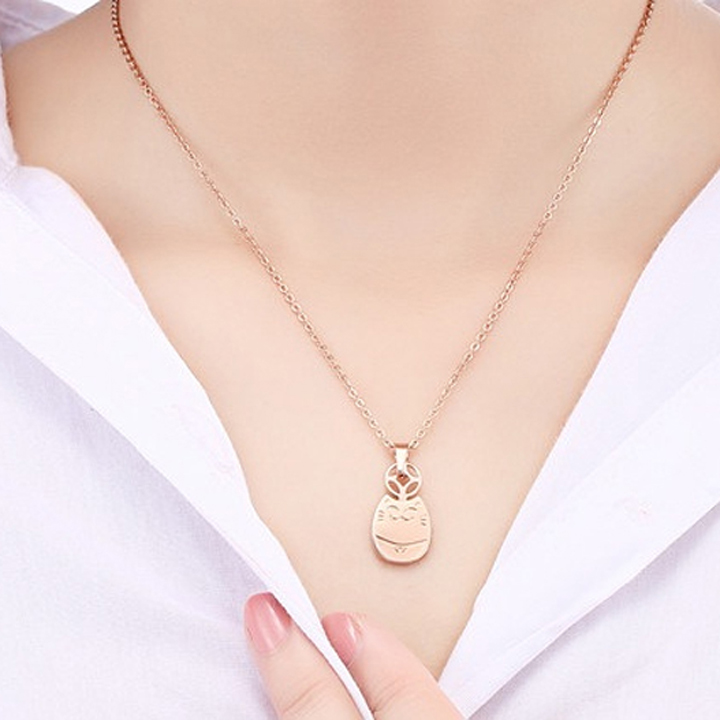TN006 Dây chuyền con mèo titan màu hồng - Ảnh 2
