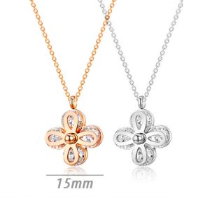 TN132 Dây chuyền titan hoa 4 cánh kẹp hột đá