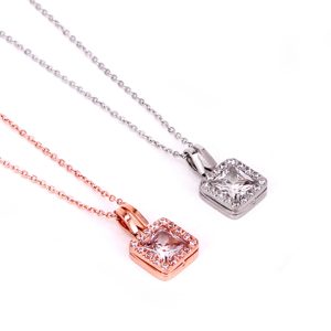 TN327 Dây chuyền titan mặt vuông đính kim cương