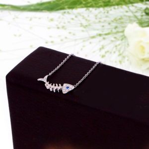 TN376 Dây chuyền titan hình xương cá màu trắng