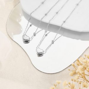 TN646 Dây chuyền, vòng cổ nữ bi cách điệu titan mặt trái tim
