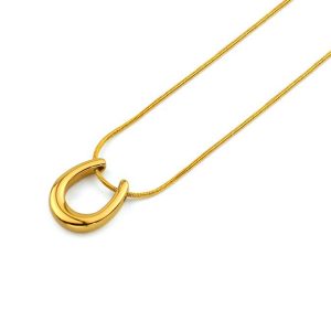 TN691 Dây chuyền nữ titan mặt hình móng ngựa màu vàng