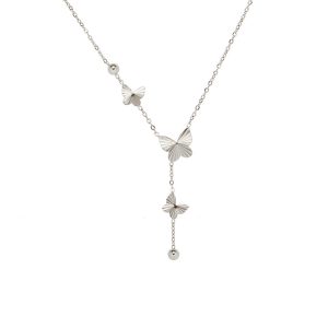 TN699 Dây chuyền nữ titan con bướm móc máy màu trắng