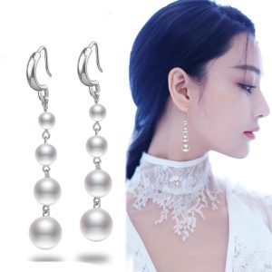 BT054 Bông tai inox, hoa tai nữ ngọc trai
