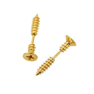 BT002 Đôi bông tai inox tu vít mạ vàng độc đáo cá tính