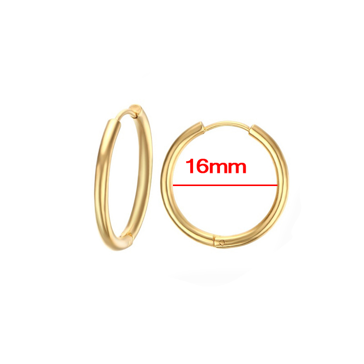 BT159 Bông tai inox nam khoen tròn mạ vàng
