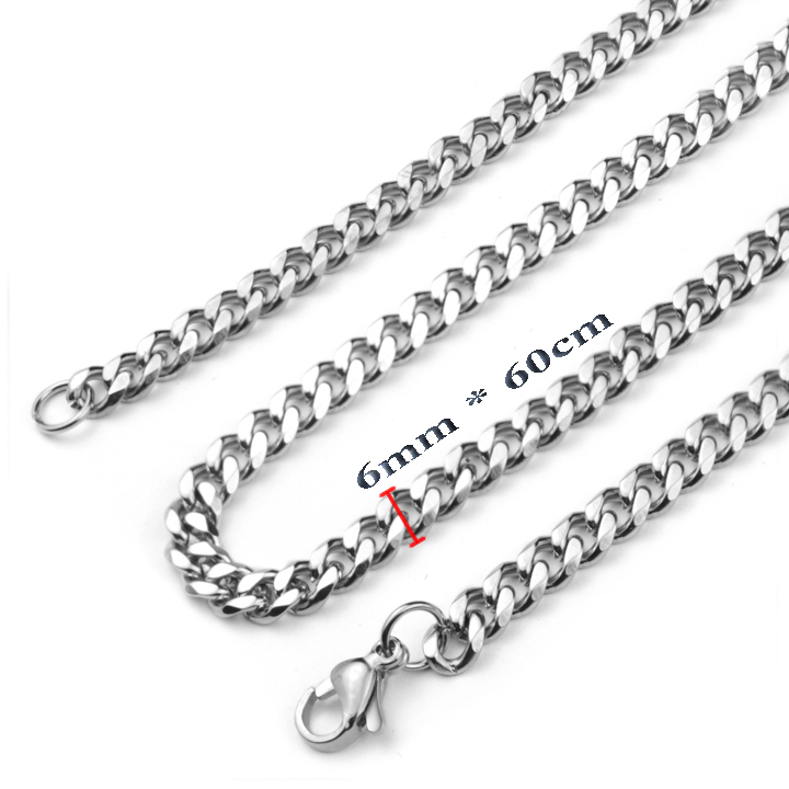 DC062 Dây chuyền nam Titan kiểu lật đơn vát cạnh 6mm