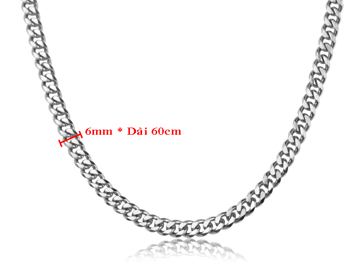 DC062 Dây chuyền nam Titan kiểu lật đơn vát cạnh 6mm - Ảnh 2