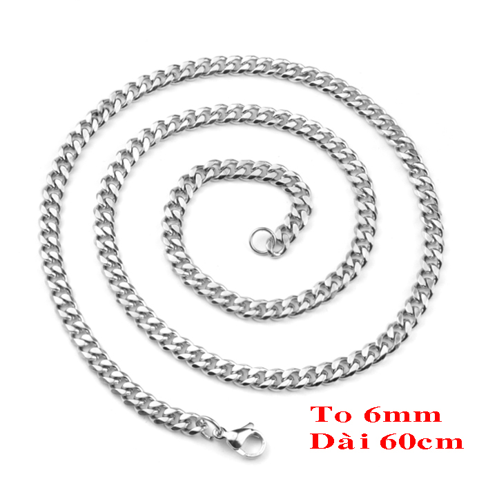 DC062 Dây chuyền nam Titan kiểu lật đơn vát cạnh 6mm - Ảnh 3