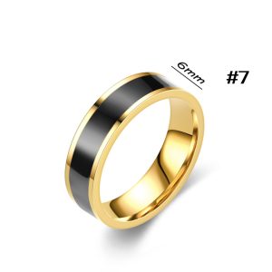 N504 Nhẫn titan bảng 6mm sọc đen (Size 7)