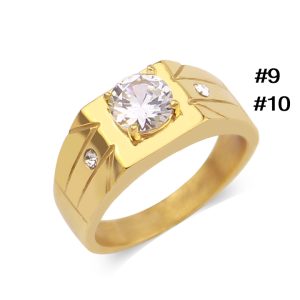 N506 Nhẫn nam titan mạ vàng đính xoàn (Size 9-10)