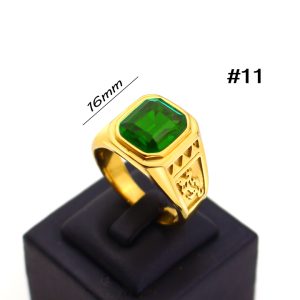 N508 Nhẫn nam titan đá xanh lá cây (Size 11)