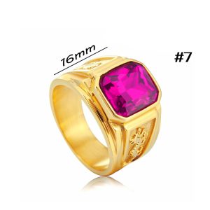 N581 Nhẫn Titan nam 2 bên chạm rồng đính đá màu hồng (Size 7)