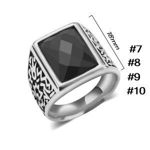 N591 Nhẫn inox nam đá đen (Size 7-8-9-10)