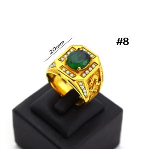 N593 Nhẫn nam titan rồng đá xanh lá (Size 8)