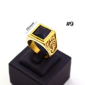 N595 Nhẫn nam titan mặt đá vuông đen (Size 9)