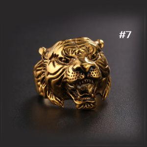 N598 Nhẫn nam Titan đầu con hổ mạ vàng (Size 7)
