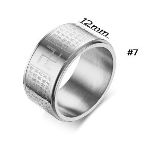 N616 Nhẫn Titan bát nhã tâm kinh bảng lớn 12ly (Size 7)
