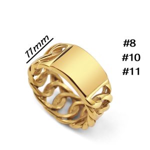 N630 Nhẫn nam titan mạ vàng kiểu dây xích (Size 8-10-11)