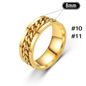 N633 Nhẫn nam Titan kiểu lồng xích màu vàng