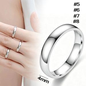 N647 Nhẫn nam inox mo tròn trơn bảng 4mm